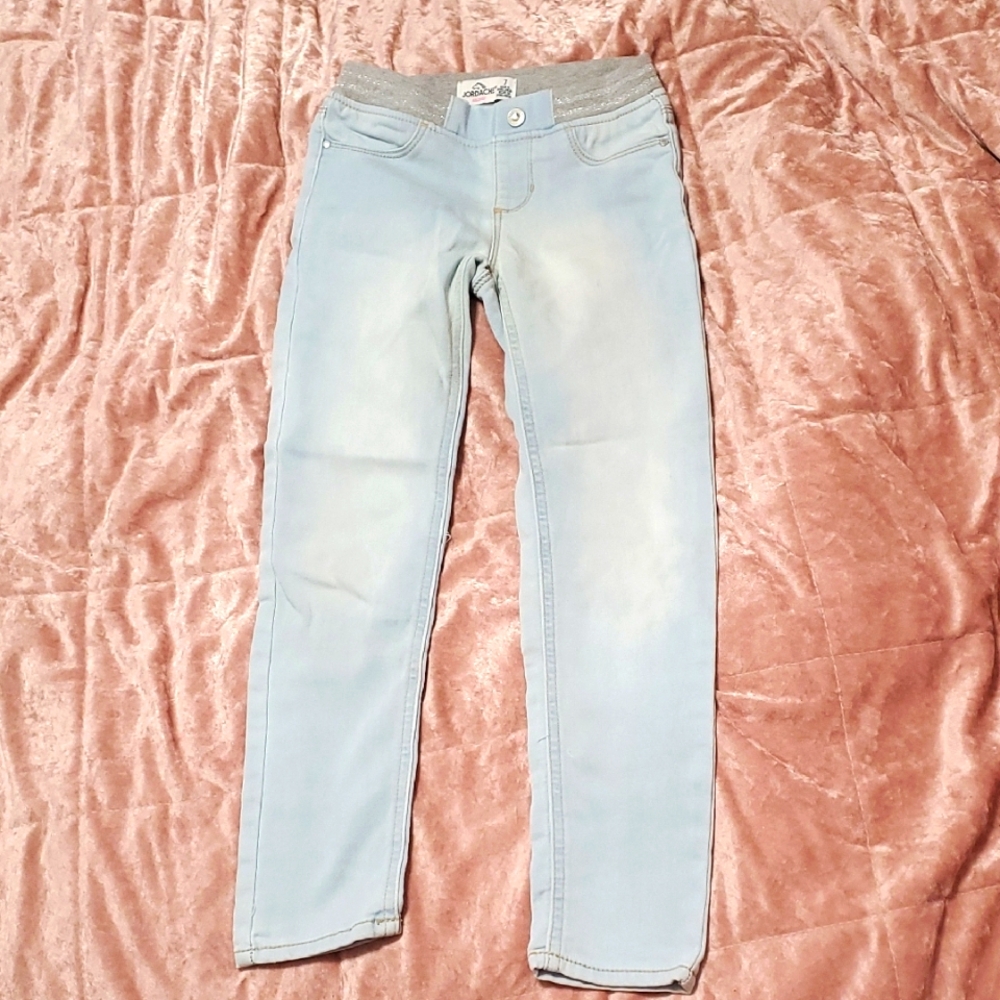 Girls Baby blue JORDACHE Skinny Jeans With Gem Button And Glitter